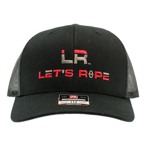 Let's Rope Red Black Logo Black Meshback Cap